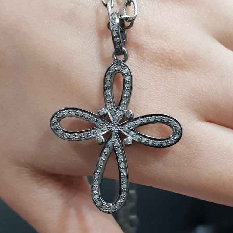 Beautiful Cross Style Pave Diamond Pendant, Christmas Gift, occasion Gift