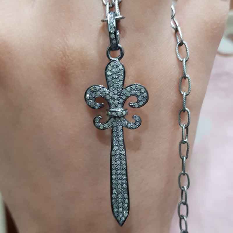 Stylish Fully Pave Diamond Cross Pendant, Christmas Day Special Gift