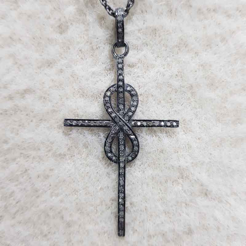 Fancy Eight Designer Pave Diamond cross style pendant, Christmas Gift