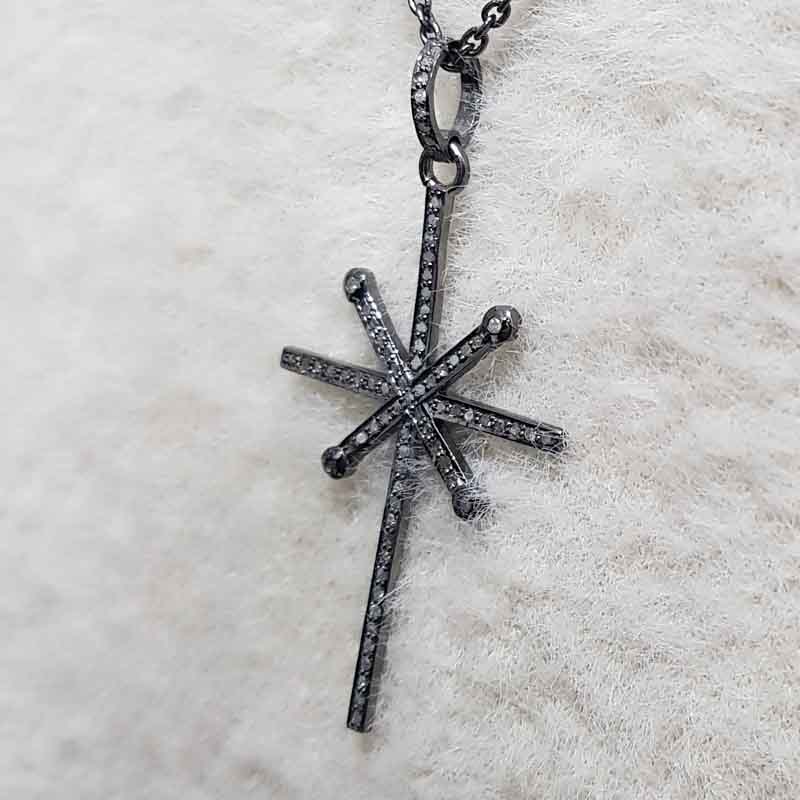 Small with Big Cross Pave Diamond Cross Pendant, Stunning Cross Necklace