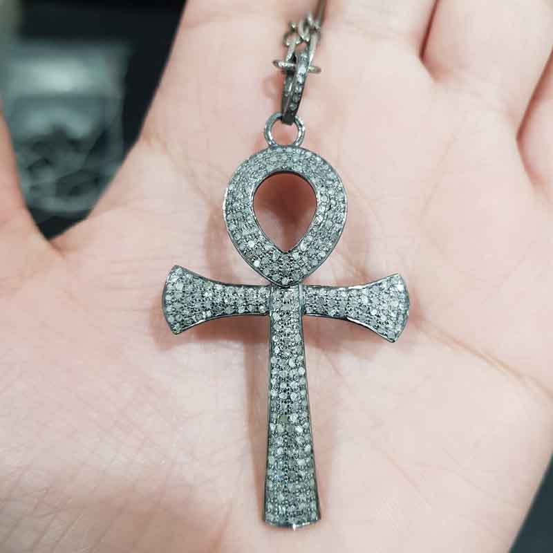 Fully Pave Diamond Setting Handmade Designer Cross Pendant, Christmas Gift