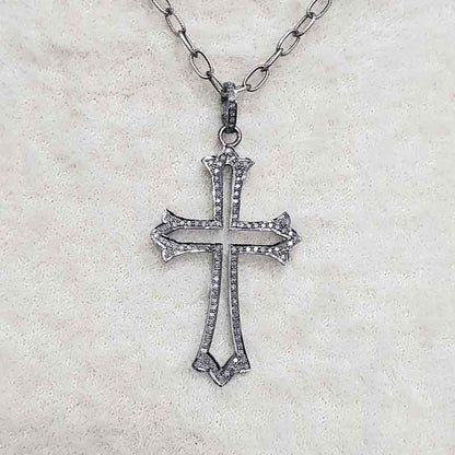 Stylish Pave Diamond Cross Pendant, Stylish Cross Necklace, Christmas Gift