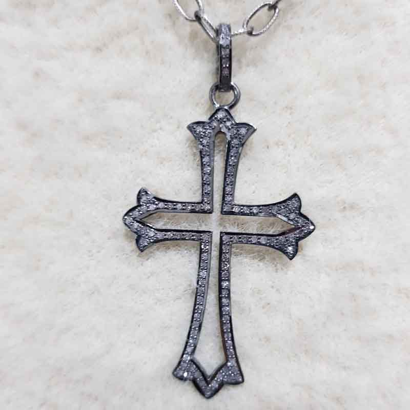 Stylish Pave Diamond Cross Pendant, Stylish Cross Necklace, Christmas Gift