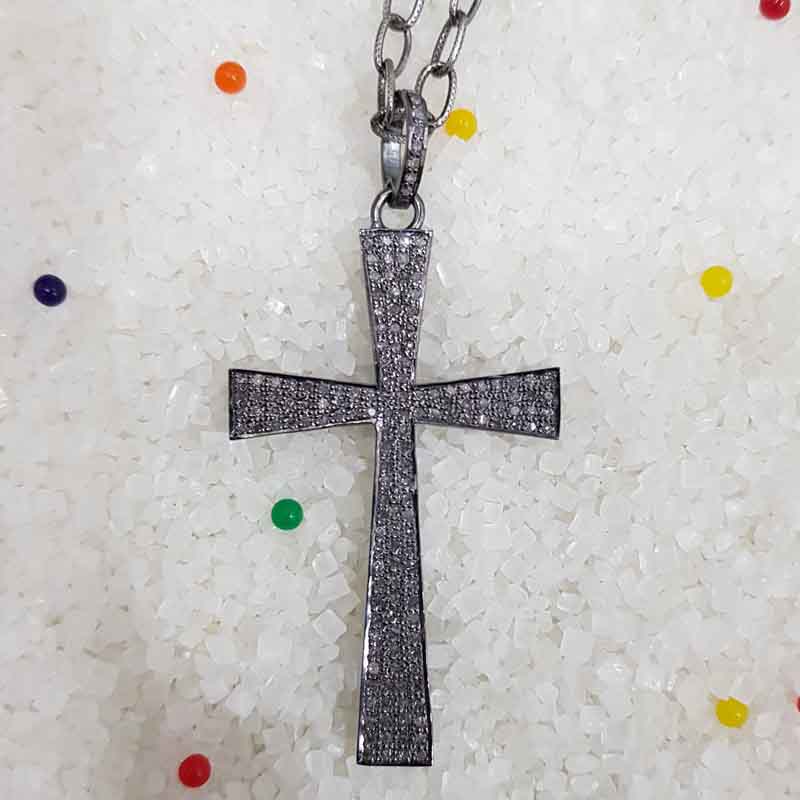 Handmade Designer Fully pave diamond Cross Pendant, Gift For Him