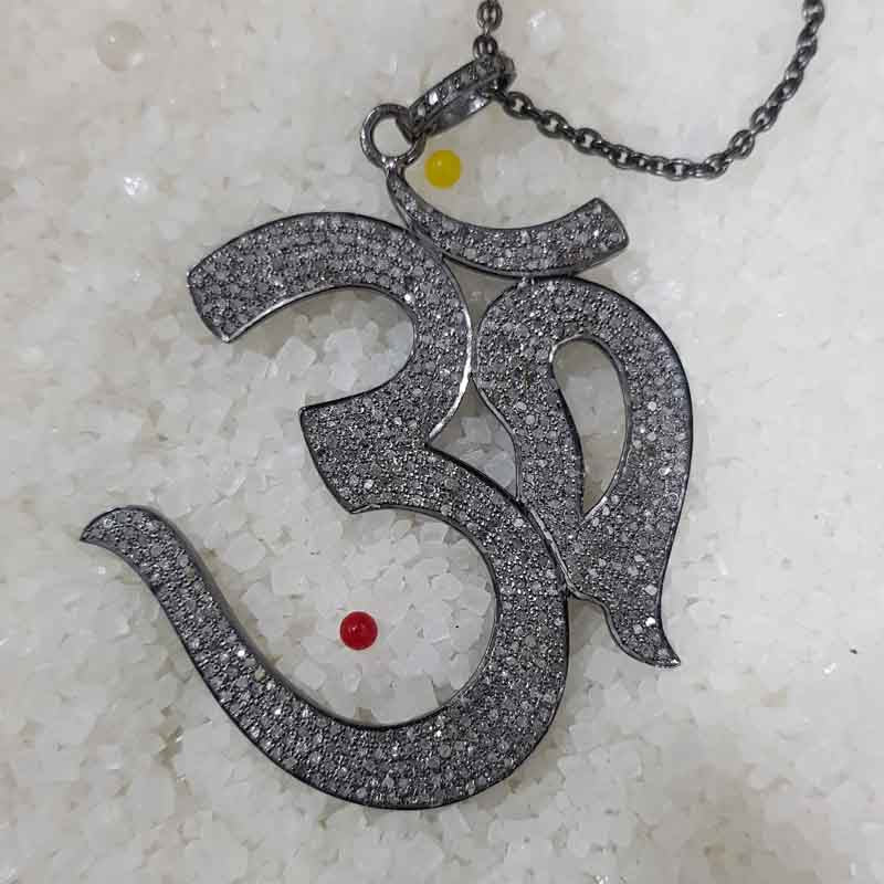 Stunning Pave Diamond Ohm Pendant, Ohm God Pendant, God Blessing Necklace