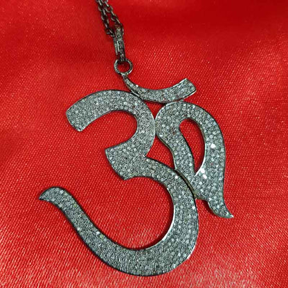 Stunning Pave Diamond Ohm Pendant, Ohm God Pendant, God Blessing Necklace