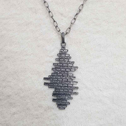 Zigzag Pendant With Pave Diamond Layers, Zigzag Shape Necklace, Gift For Lovers