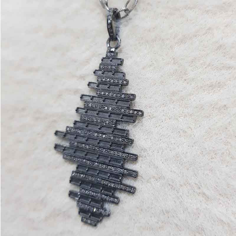 Zigzag Pendant With Pave Diamond Layers, Zigzag Shape Necklace, Gift For Lovers