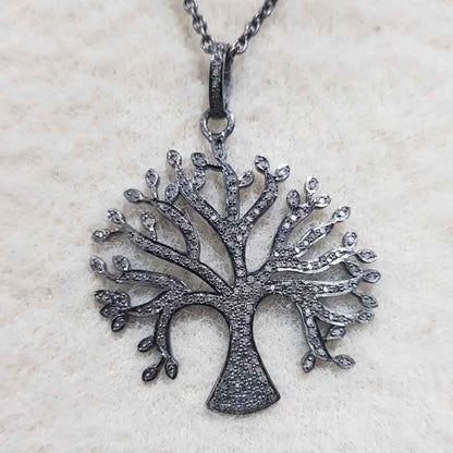 Handmade Designer Tree Pendant with Pave diamond, Gift For Lovers