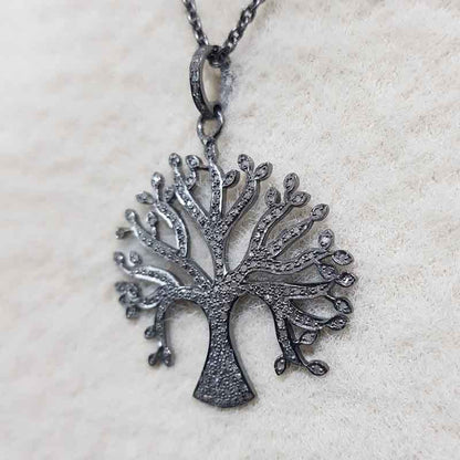 Handmade Designer Tree Pendant with Pave diamond, Gift For Lovers