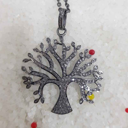 Handmade Designer Tree Pendant with Pave diamond, Gift For Lovers