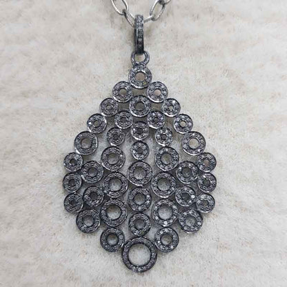 925 Sterling Silver Fancy Designer Pave diamond Pendant, Unique Design Pendant, Wedding Gift