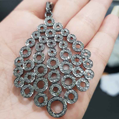 925 Sterling Silver Fancy Designer Pave diamond Pendant, Unique Design Pendant, Wedding Gift