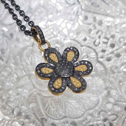 Yellow Matte Finish Flower Pendant, Silver Jewelry, Gift For Lovers