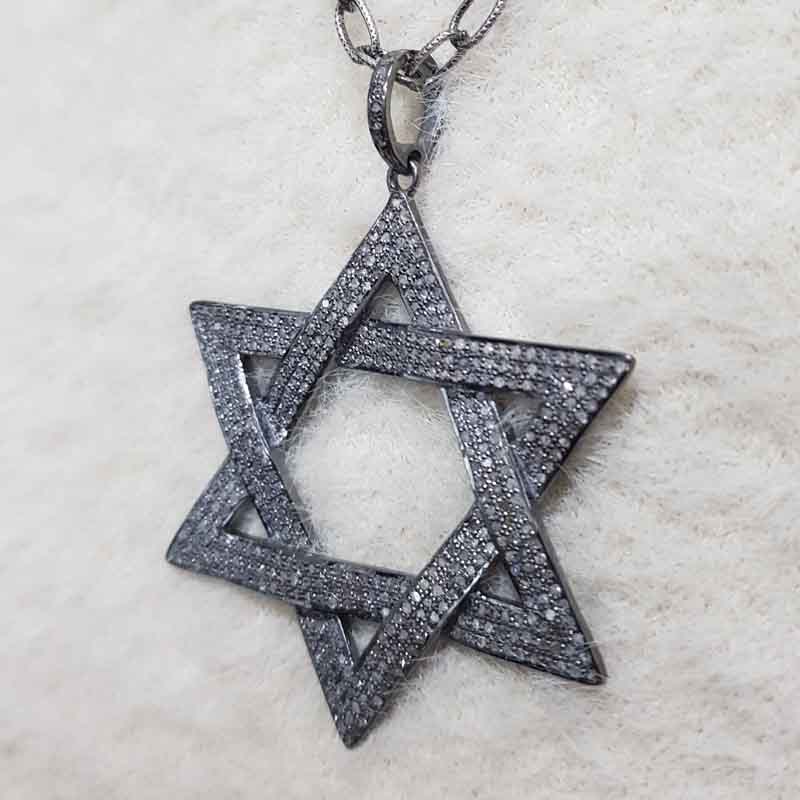 Fully Pave Diamond Setting Handmade Designer Star Pendant, Attractive Star necklace