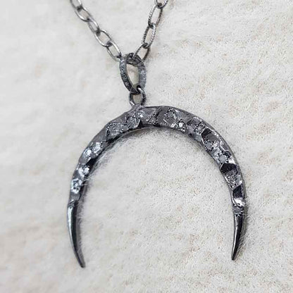 Beautiful Moon Pendant With Pave Diamonds, Silver Jewelry, Gift For Someone