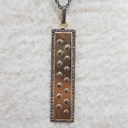 Yellow And Black Beautifully Designed Tag pendant, 925 Sterling Silver Pendant With Pave Diamond, Tag necklace