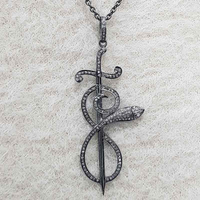 Beautifully Designed Pave Diamond Snake Pendant, Attractive Snake Design necklace, Gift For Someone, Birthday Gift