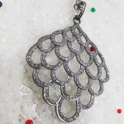 925 Sterling Silver Natural Pave Diamond Fancy Pendant, Fancy Necklace, Gift For Girl