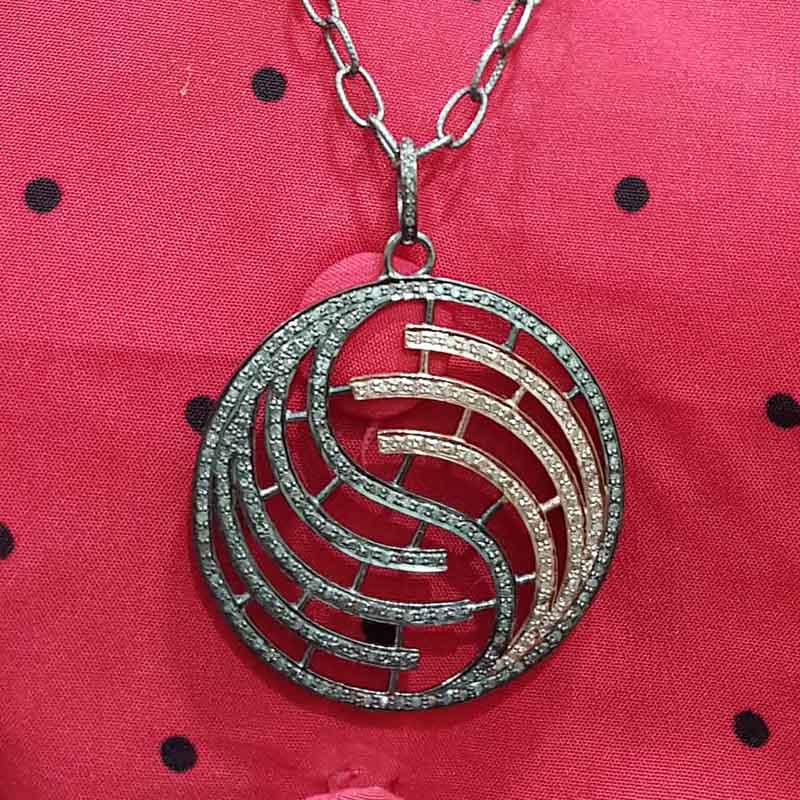 Round Designer Fancy Style Pendant With Pave Diamond, Fancy Attractive Necklace, Gift For Special One