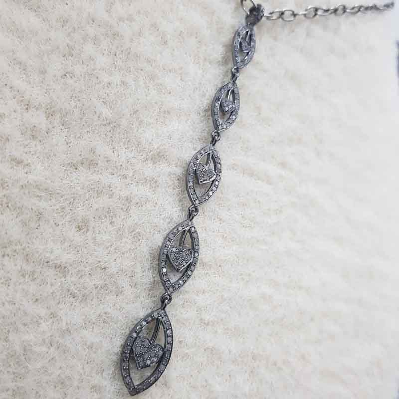 Unique Designer Long Hanging Fancy pendant With Pave Layers, Gift For Lover, Anniversary Gift