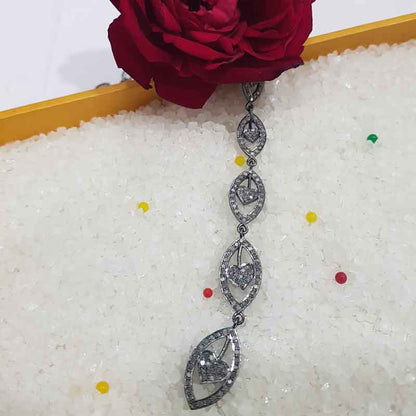 Unique Designer Long Hanging Fancy pendant With Pave Layers, Gift For Lover, Anniversary Gift