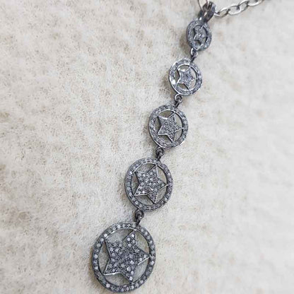 Fancy Designer Long hanging pendant With pave diamond layers, Black fancy Necklace