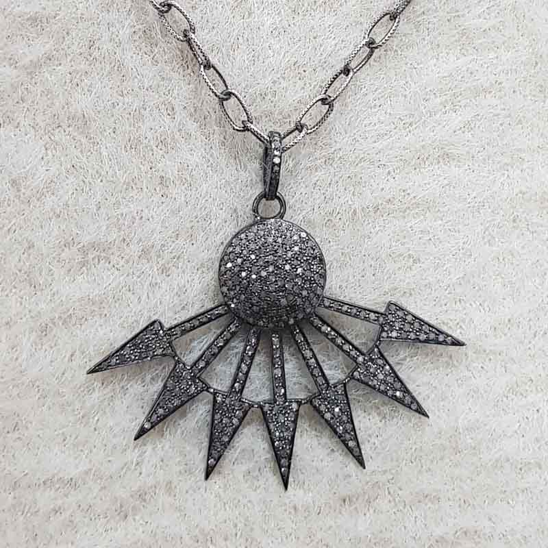 Stunning Fancy Designer Pave Diamond Pendant, Statement Jewelry, Silver Jewelry, 925 Sterling Silver Pendant