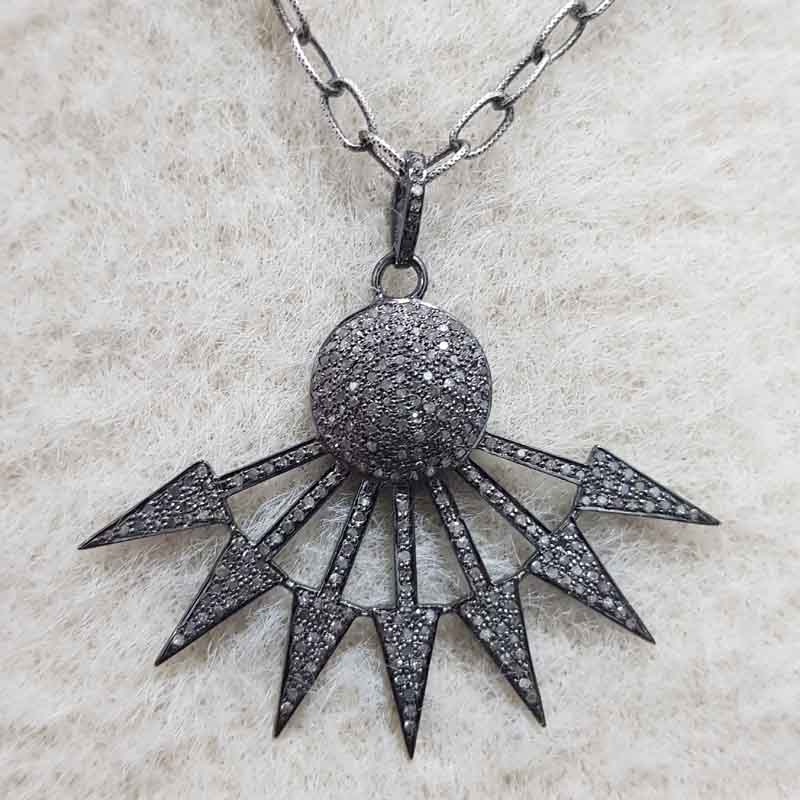 Stunning Fancy Designer Pave Diamond Pendant, Statement Jewelry, Silver Jewelry, 925 Sterling Silver Pendant