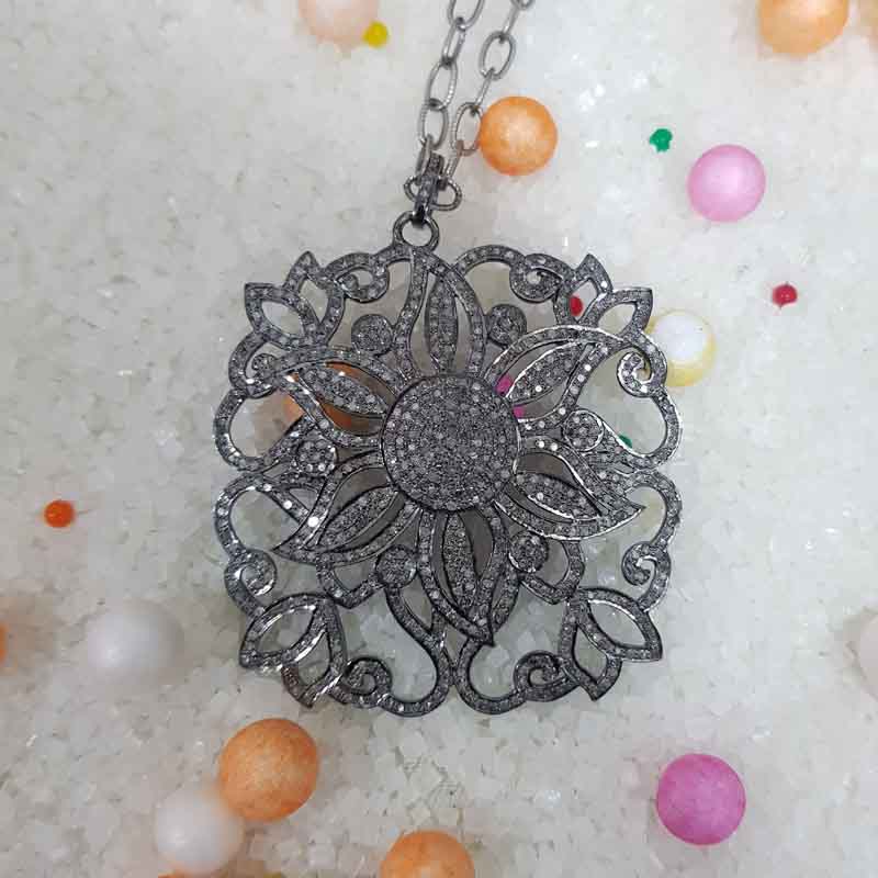 Lovely Flower Designed Fancy Pendant, Stunning And Heavy Pendant, Wedding Gift, Gift For Lover