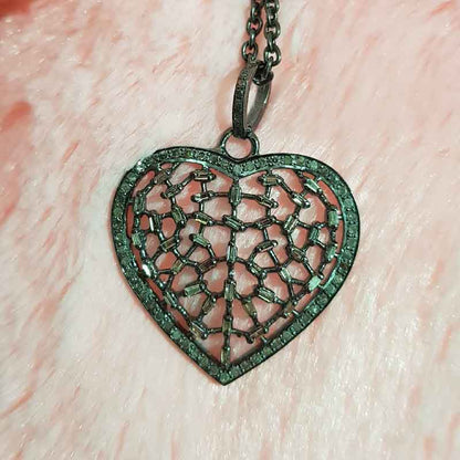 Baguette & Pave Diamond Designer Heart Pendant, Stunning heart necklace, Gift For Mom