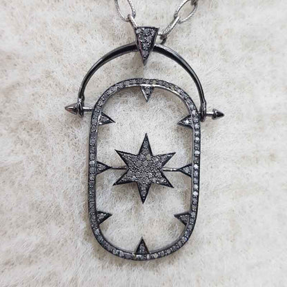 925 Sterling Silver Pave Diamond Hanging Star Pendant, Star Necklace, Personalized Gift for love