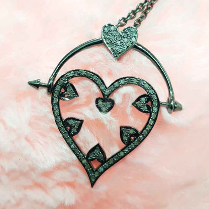 Handmade Designer Hanging Heart Pendant With Pave diamond Layers, Valentine's Day Gift, Gift For Girlfriend