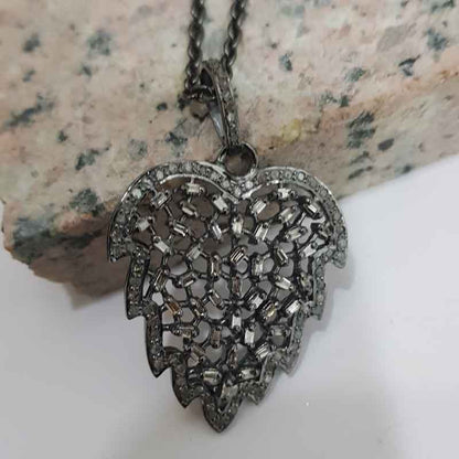 Stunning Fancy Leaf Designer Pave Diamond Pendant, Promise Gift, Wedding Gift