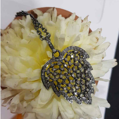 Stunning Fancy Leaf Designer Pave Diamond Pendant, Promise Gift, Wedding Gift