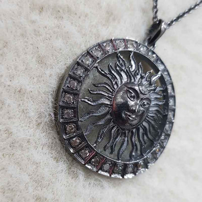 Handmade Designer Sunburst Pendant With pave Diamond layers, Attractive Sunburst Necklace Personalized Gift for love