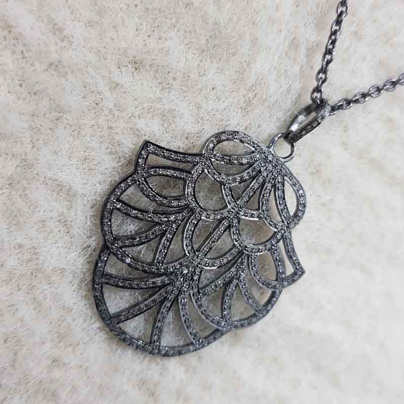 Unique Designer Pave Diamond Fancy Style Pendant, Stunning Fancy Shape, Anniversary Gift