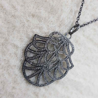 Unique Designer Pave Diamond Fancy Style Pendant, Stunning Fancy Shape, Anniversary Gift