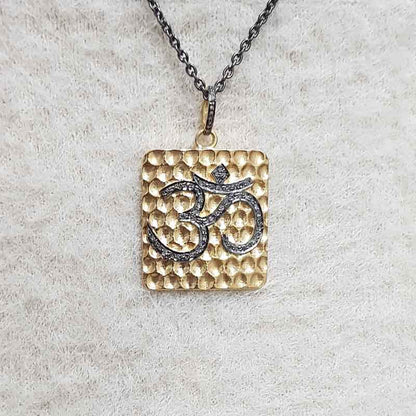 God Blessing Ohm Pave Diamond Handmade Pendant, Perfect Gift For Someone, handmade Jewelry