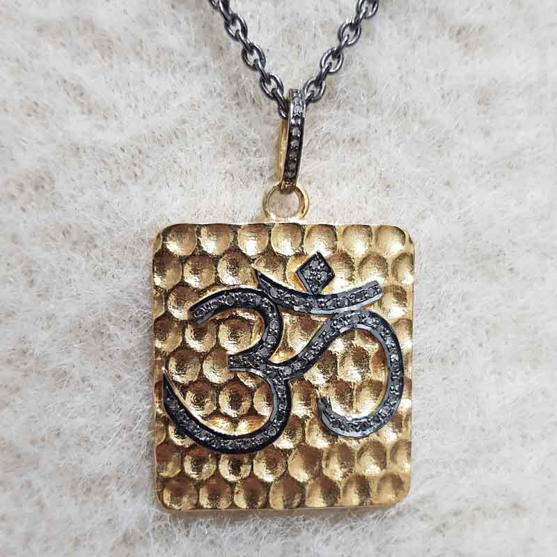 God Blessing Ohm Pave Diamond Handmade Pendant, Perfect Gift For Someone, handmade Jewelry