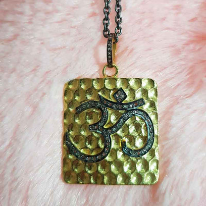 God Blessing Ohm Pave Diamond Handmade Pendant, Perfect Gift For Someone, handmade Jewelry