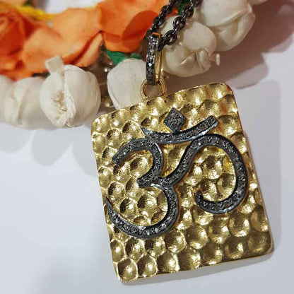 God Blessing Ohm Pave Diamond Handmade Pendant, Perfect Gift For Someone, handmade Jewelry