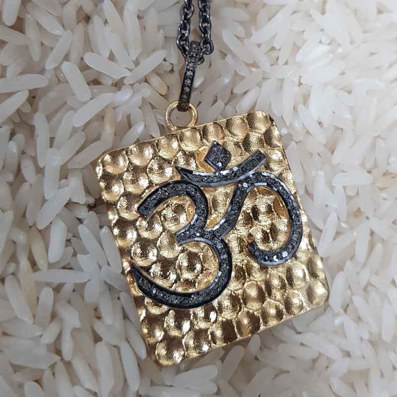 God Blessing Ohm Pave Diamond Handmade Pendant, Perfect Gift For Someone, handmade Jewelry