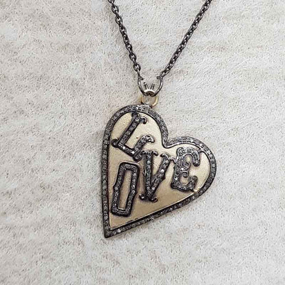 Love Heart Designer Pave Diamond 925 Sterling Silver Pendant, Personalized Gift For Love, Anniversary Gift