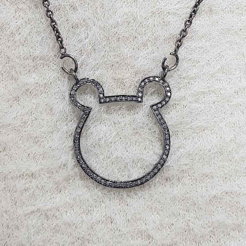 Mickey Mouse Designer Pave Diamond Necklace Pendant, Gift For Children's, Birthday Gift