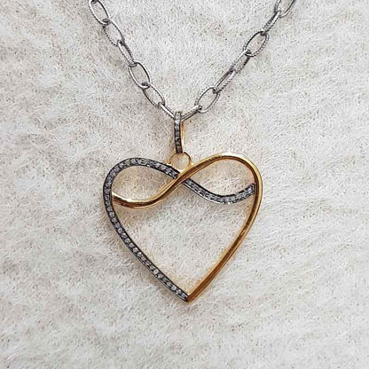 Yellow And Black Rhodium Plated Beautifully Designed Heart Pendant, Wedding Gift, Silver Jewelry