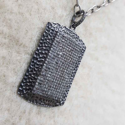 Black Beautiful Fancy Designer Tag Pendent With Pave Diamond, Stylish Pendant, Silver Jewelry