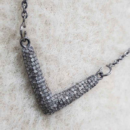 V Shaped Fancy Necklace Designed Pave Diamond Pendant, Gift For Her, Birthday Gift