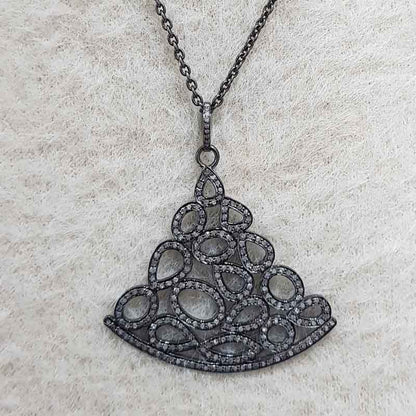 925 Sterling Silver Fancy Designer Pave Diamond Pendant, Gorgeous Stylish Fancy Necklace, Gift For Mom, Mother's Day Gift