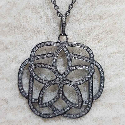 Stunning Flower Pendant With Pave Diamond Layers, Stylish Flower Pendant, Gift For Sister, Birthday Gift